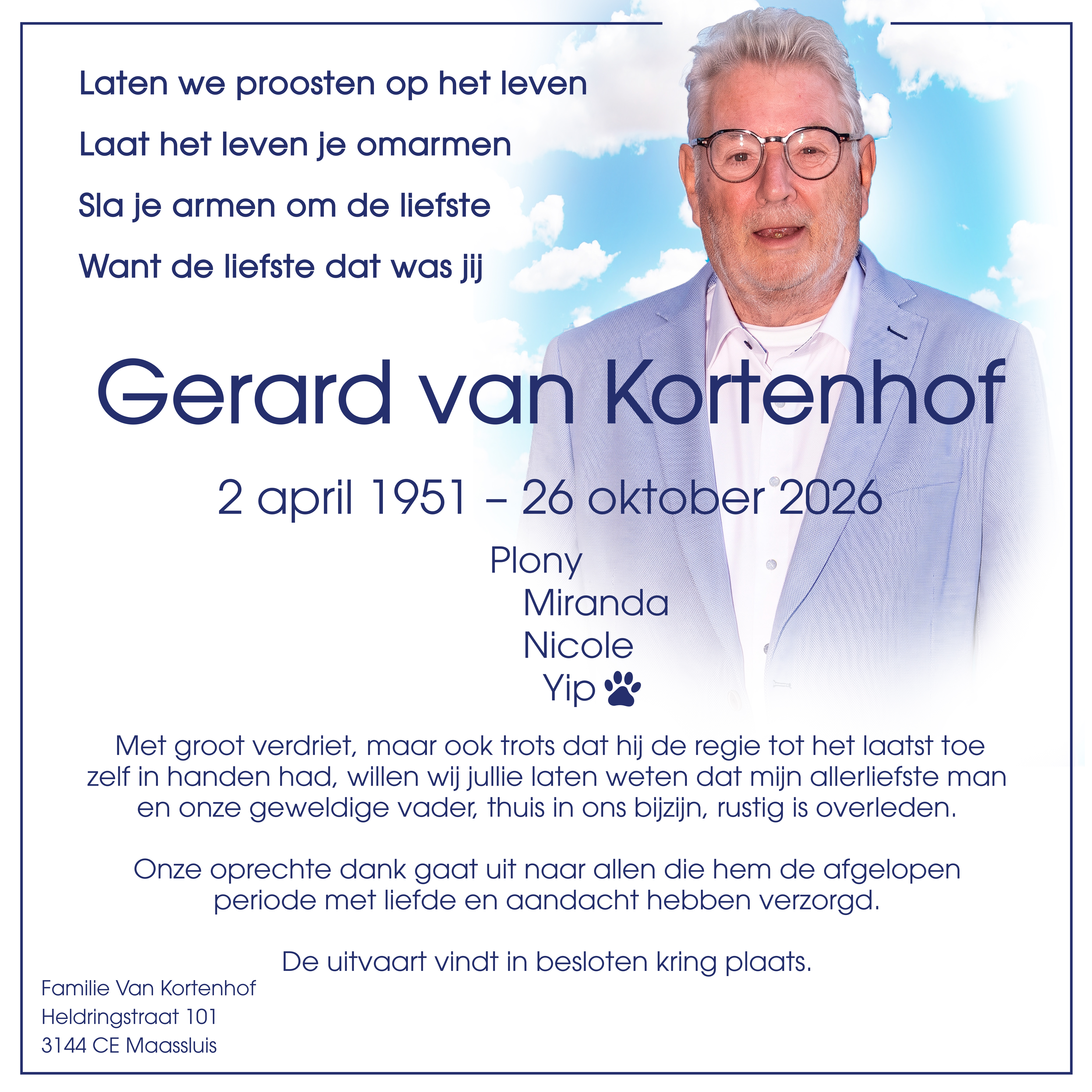 Gerard van Kortenhof (75) overleden in jubileumjaar